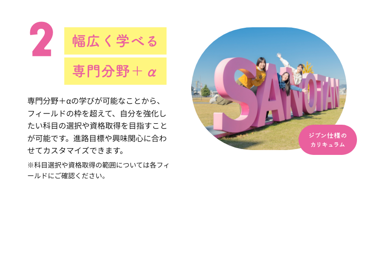 2 幅広く学べる専門分野+α